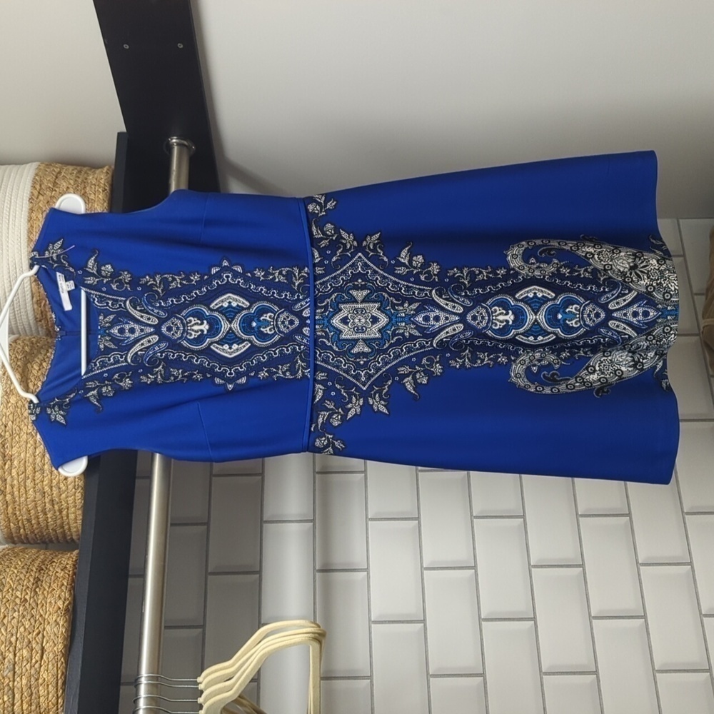 Studio One. Royal blue dress. Size 10. Elegant Paisley Sleeveless holiday formal